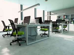 working room Containing 2 white workstation